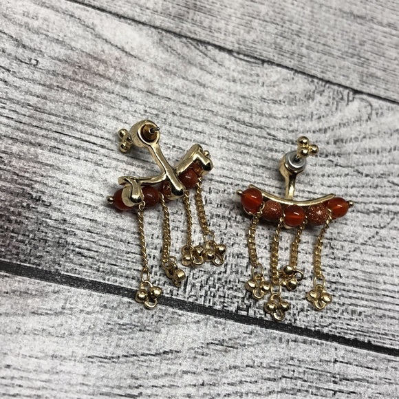 Gold tone statement style jacket earrings - Picture 4 of 5